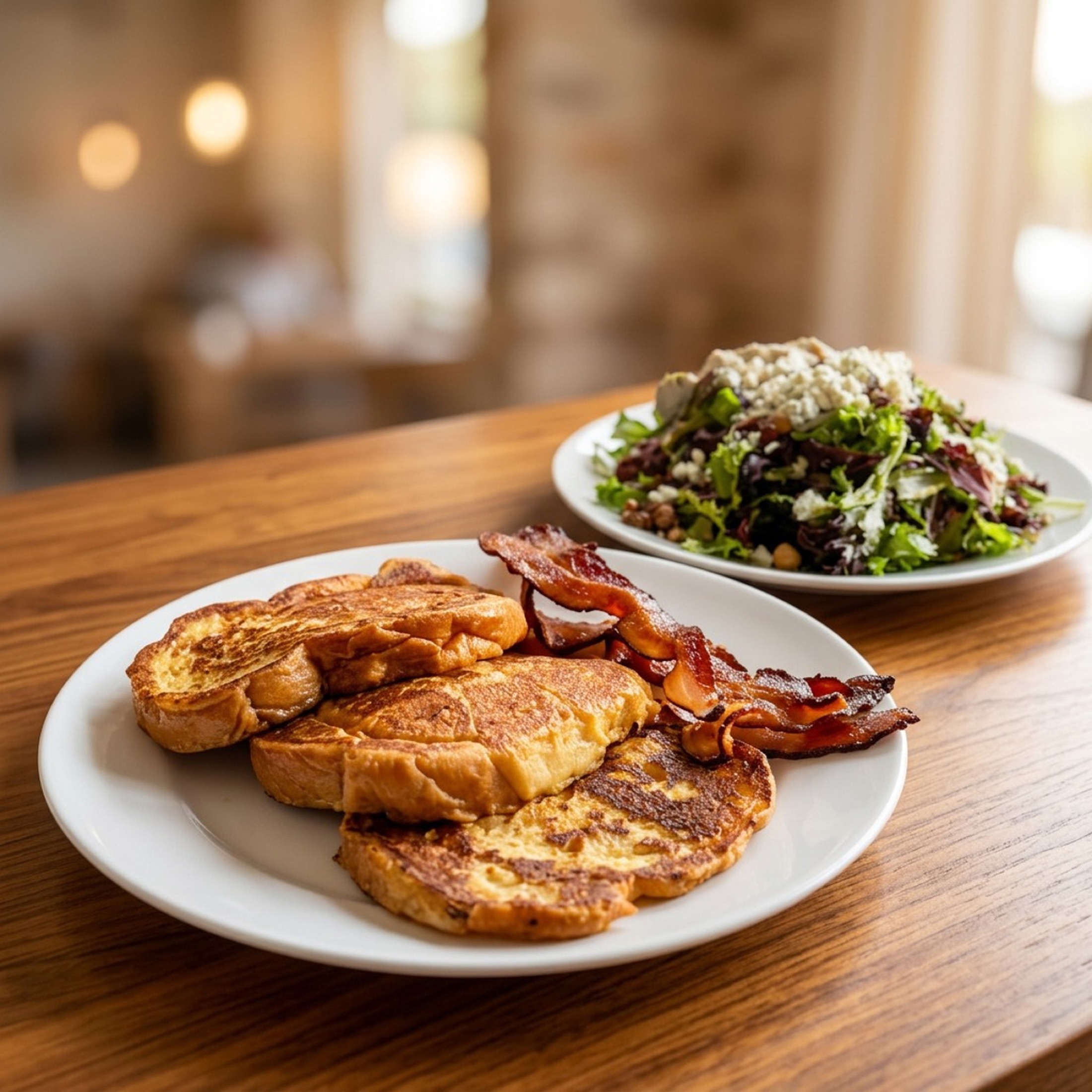 French toast with bacon and strawberries